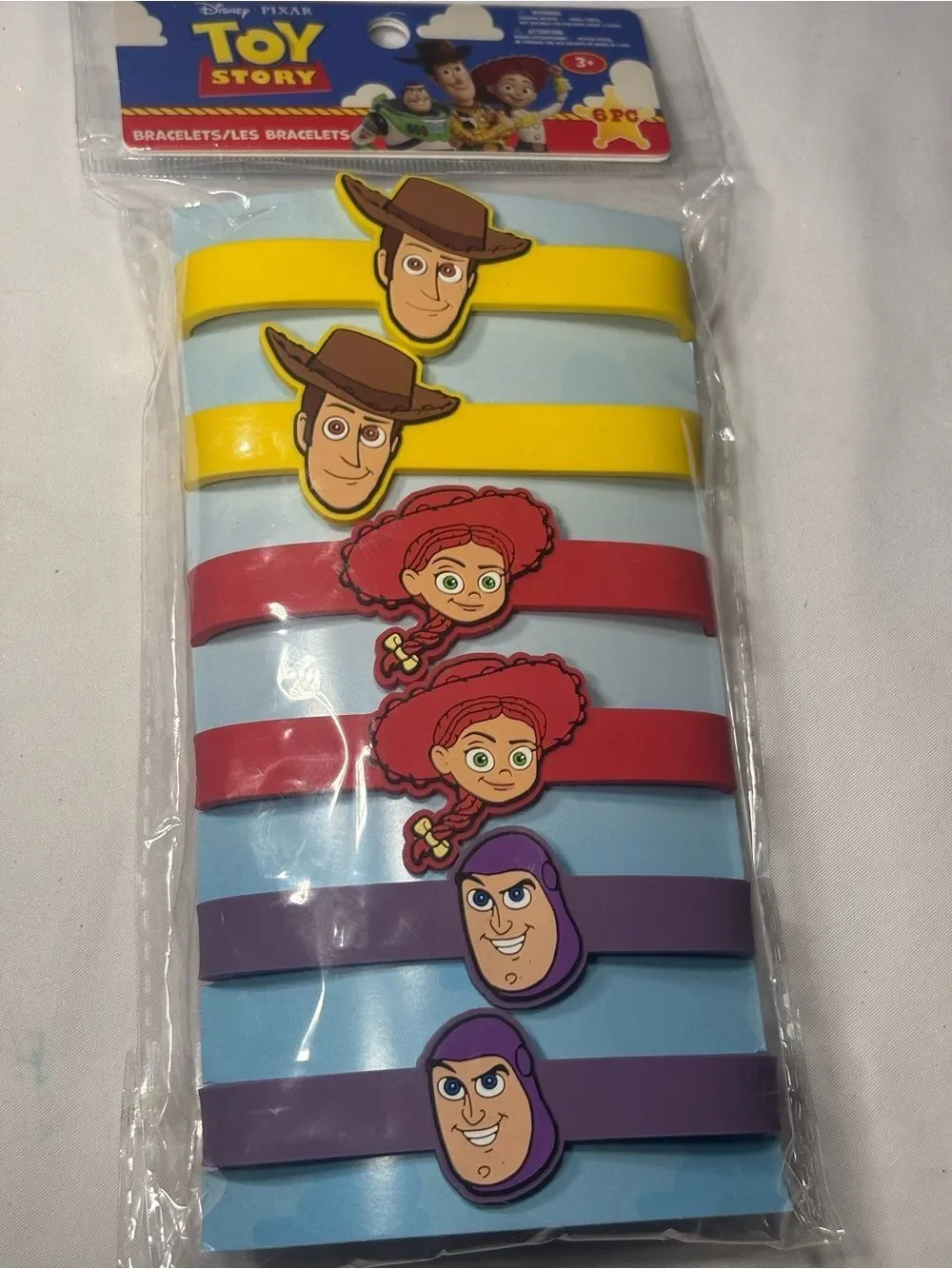 6 New Toy Story Kids Character Silicone Bracelets - Yellow, Red, Purple
